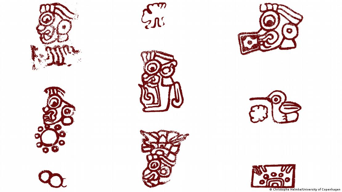 Ejemplos de logogramas que componen la lengua escrita teotihuacana.