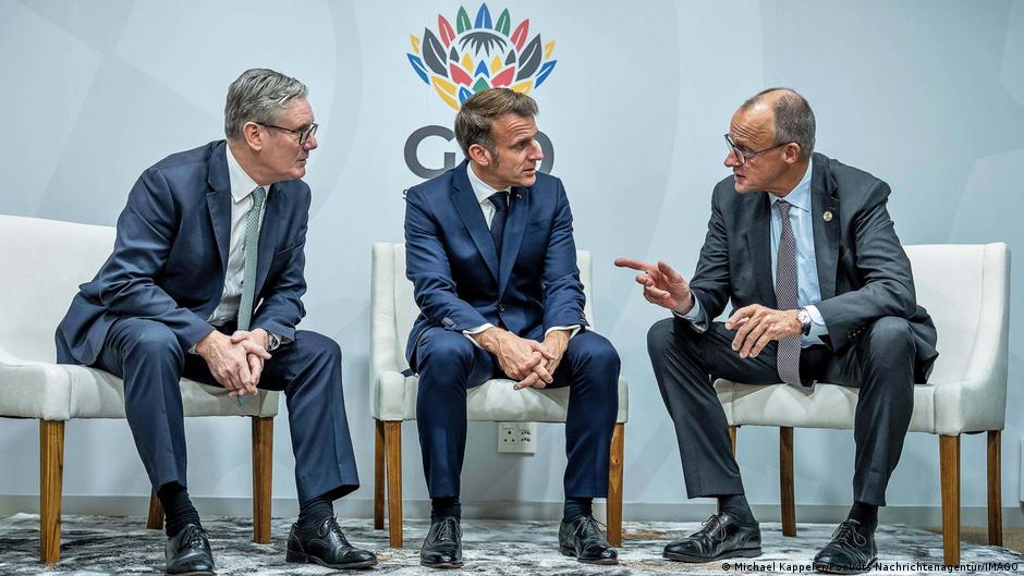 Kir Starmer, Emanuel Makron i Fridrih Merc i Johanesburgu, 22.11.2025.