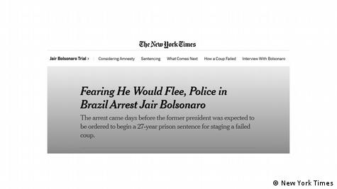 Brasilien | Jair Bolsonaro mit Fußfessel in internationalen Medien | Screenshot New York Times Brasilien | Jair Bolsonaro mit Fußfessel in internationalen Medien | Screenshot New York Times