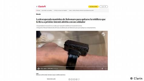 Brasilien | Jair Bolsonaro mit Fußfessel in internationalen Medien | Screenshot Clarin Brasilien | Jair Bolsonaro mit Fußfessel in internationalen Medien | Screenshot Clarin
