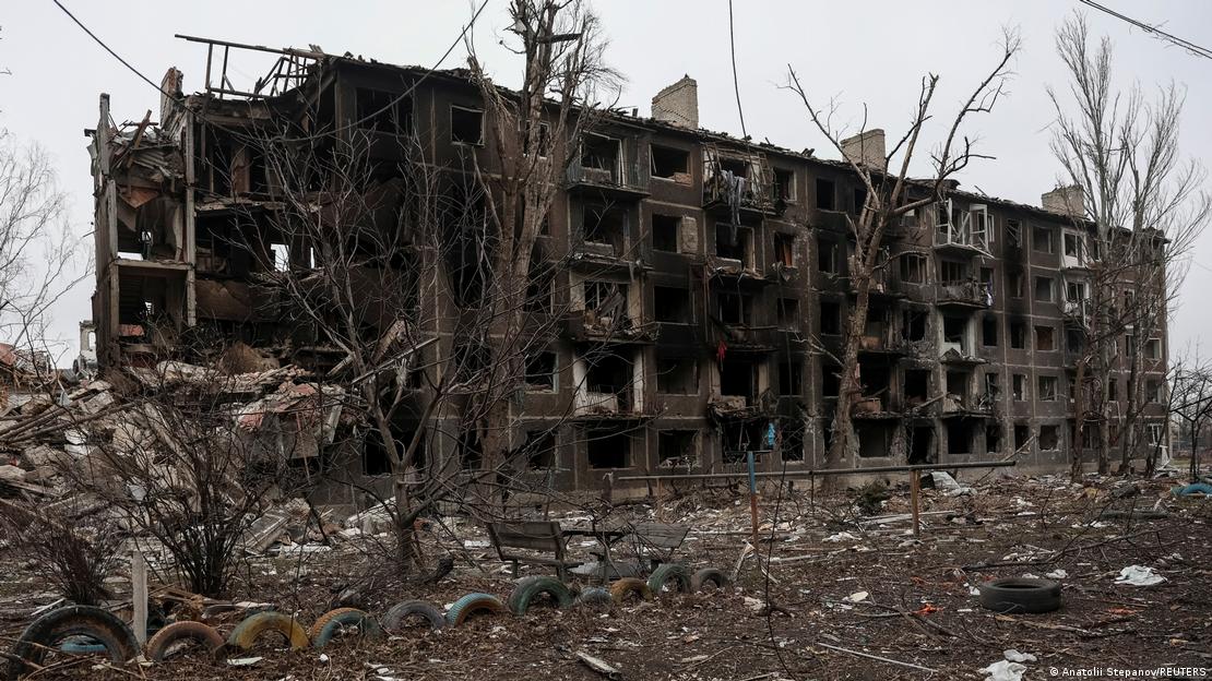 Beschädigtes Wohngebäude in der Ukraine Beschädigtes Wohngebäude in der Ukraine