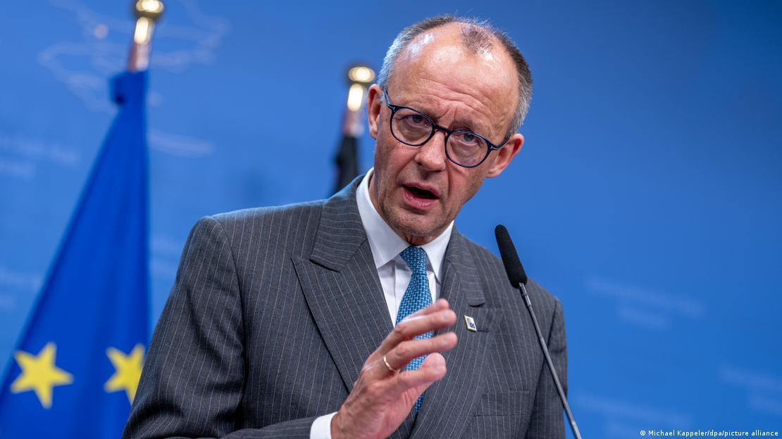 Bundeskanzler Friedrich Merz bei der Pressekonferenz nach dem EU-Gipfel Bundeskanzler Friedrich Merz bei der Pressekonferenz nach dem EU-Gipfel