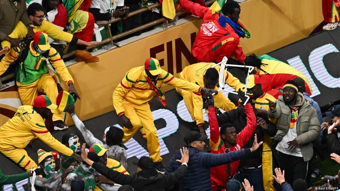 Senegal fans clash during the AFCON Final in Morocco Senegal fans clash during the AFCON Final in Morocco