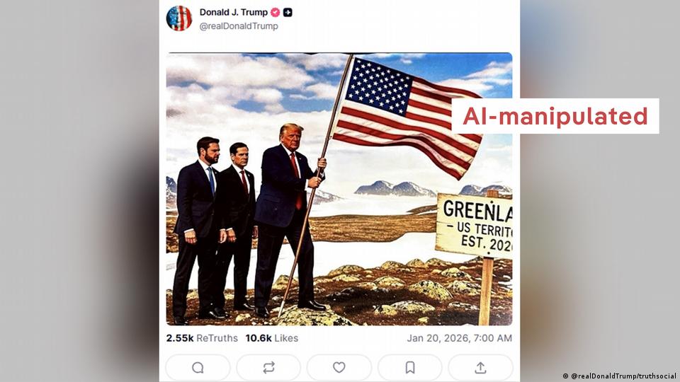 امریکی صدر ڈونلڈ ٹرمپ کی طرف سے اپنے ٹروتھ سوشل پر شیئر کی گئی تصویر