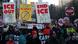 Protesta en Nueva York contra el actuar del ICE contra los migrantes. 