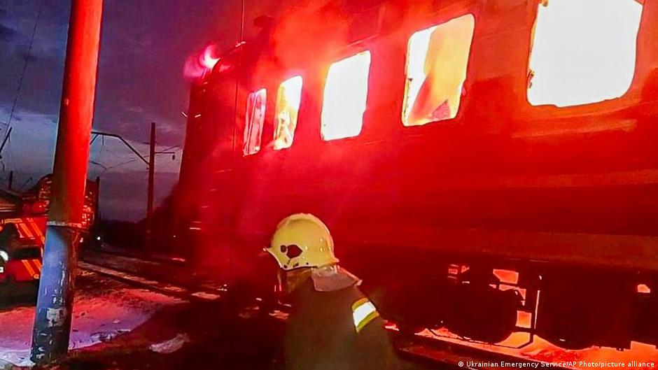 Zelenskyy condemns 'terrorism' after Russia hits train in Ukraine