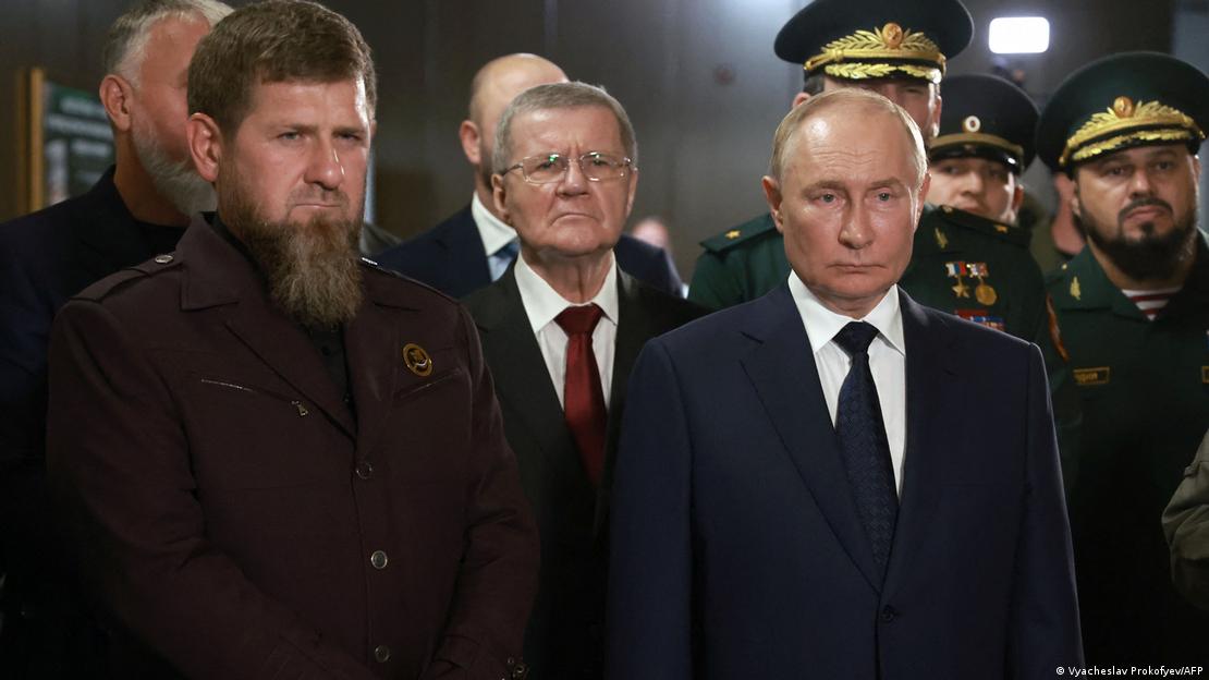 Image 4: Russia's President Vladimir Putin and head of the Chechen Republic Ramzan Kadyrov visit the "Russian Spetsnaz University" in 2024