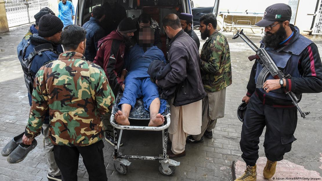 Security personnel shift an injured man at a hospital in Quetta on January 31, 2026, following an attack by Baloch separatists Security personnel shift an injured man at a hospital in Quetta on January 31, 2026, following an attack by Baloch separatists