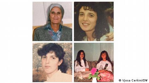 Комбинација од четири фотографии на кои можат да се видат една постара жена, две повозрасни девојки и две девојчиња