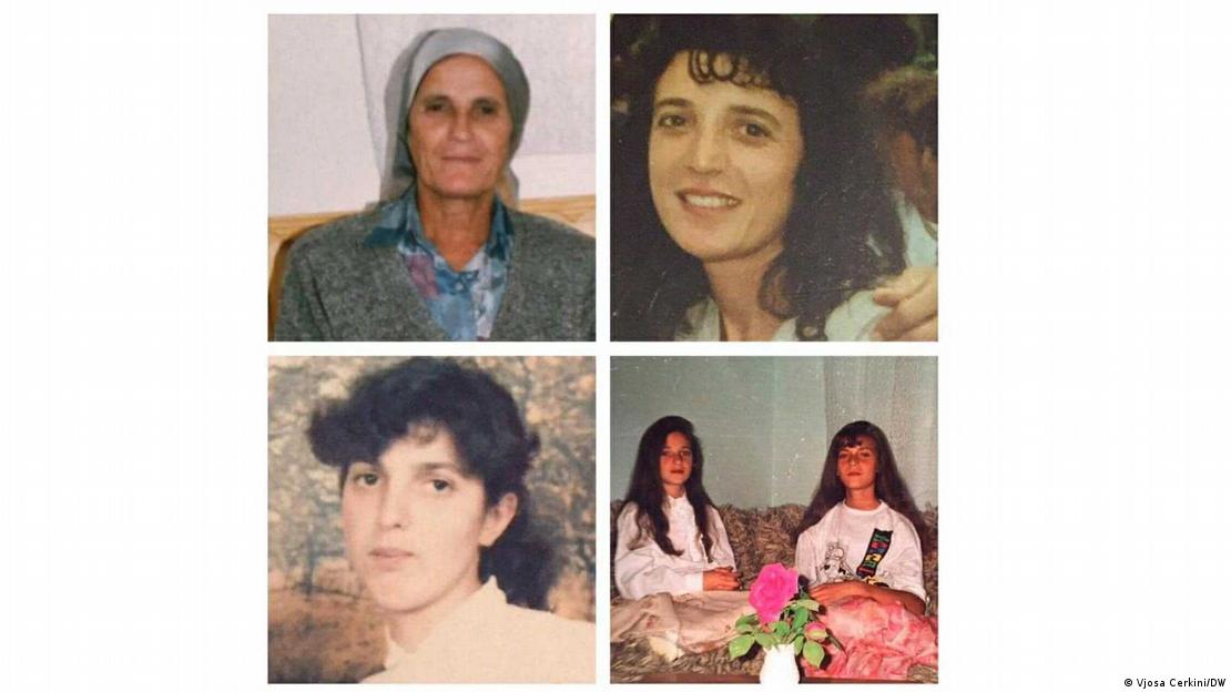 Комбинација од четири фотографии на кои можат да се видат една постара жена, две повозрасни девојки и две девојчиња