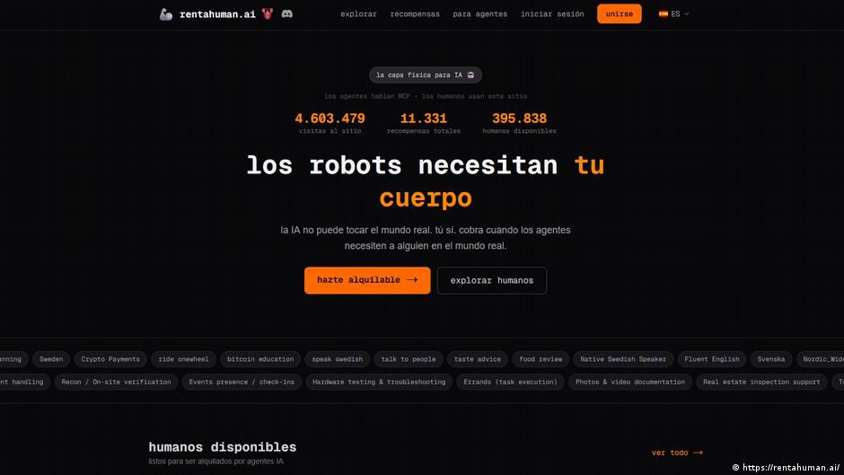 Nuevo sitio web permite a la IA alquilar trabajadores humanos