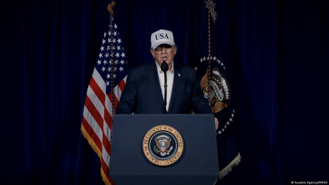 US-Präsident Donald Trump spricht in einer Videobotschaft US-Präsident Donald Trump spricht in einer Videobotschaft