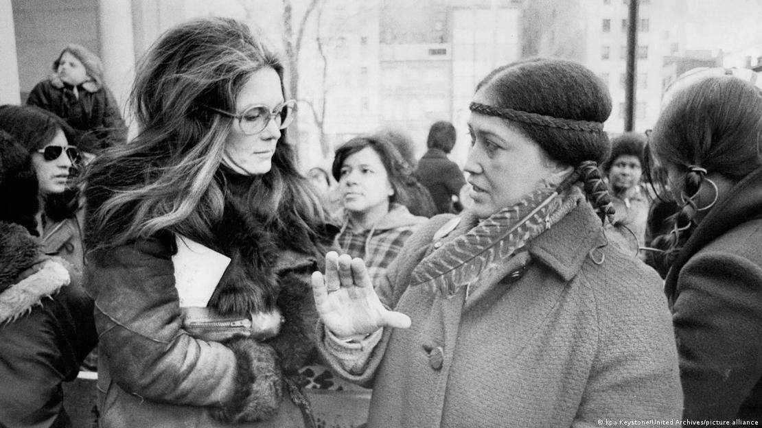 Gloria Steinem and Paulene Heines on International Women's day on Mar 3, 1975