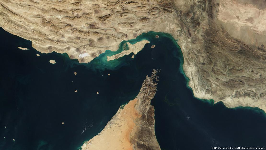 Satellitenaufnahme von Straße von Hormus Satellitenaufnahme von Straße von Hormus
