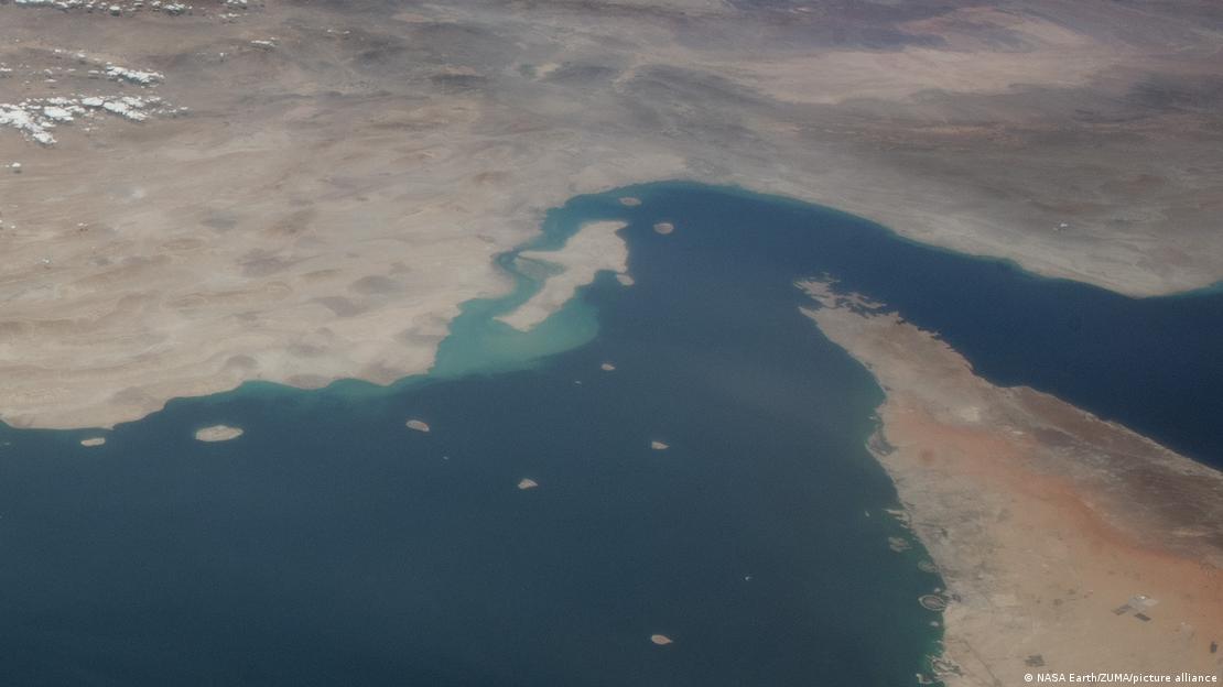 Pamje satelitore e Ngushticës së Hormuzit në Iran.