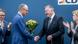 On Monday in Berlin, Chancellor Friedrich Merz handing flowers to Gordon Schnieder On Monday in Berlin, Chancellor Friedrich Merz handing flowers to Gordon Schnieder