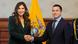 En la imagen aparecen estrechando sus manos Kristi Noem y Daniel Noboa. En la imagen aparecen estrechando sus manos Kristi Noem y Daniel Noboa.