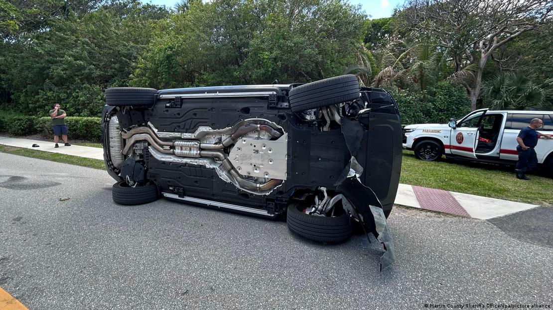 Tiger Woods' rolled over SUV at the accident site