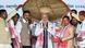 India's Prime Minister Narendra Modi is being felicitated by party members during an election rally in Barpeta India's Prime Minister Narendra Modi is being felicitated by party members during an election rally in Barpeta