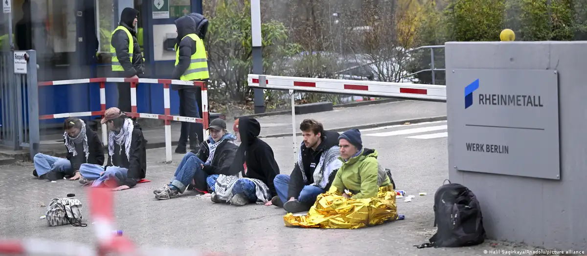 Germany news: Protesters block Rheinmetall arms plant