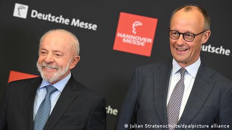 Lula e Merz na abertura da Feira de Hannover.