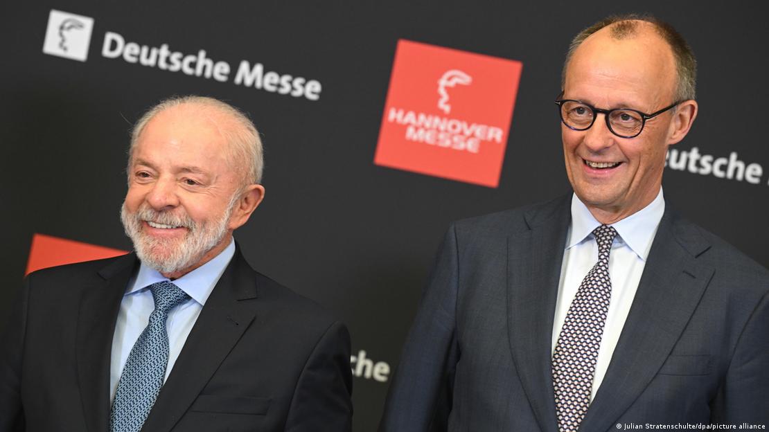 Lula e Merz na abertura da Feira de Hannover.