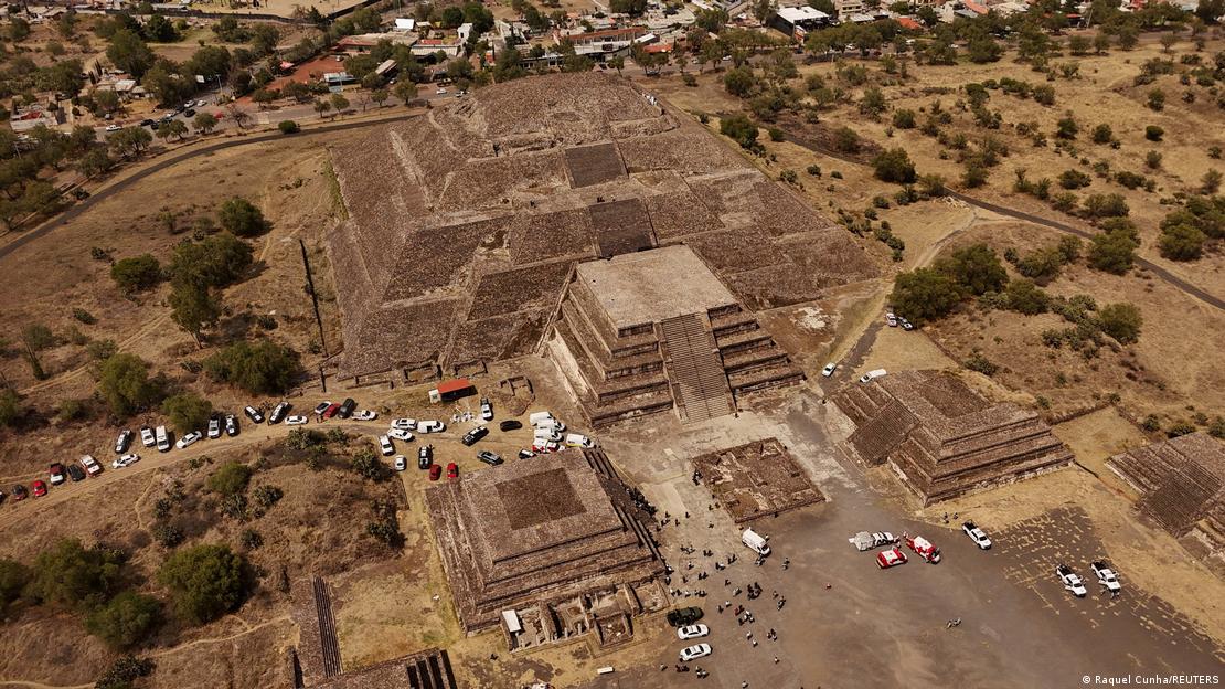 A drone view shows Mexican authorities working at the scene where a man shot dead a Canadian woman and injured several others before killing himself on  April 20, 2026