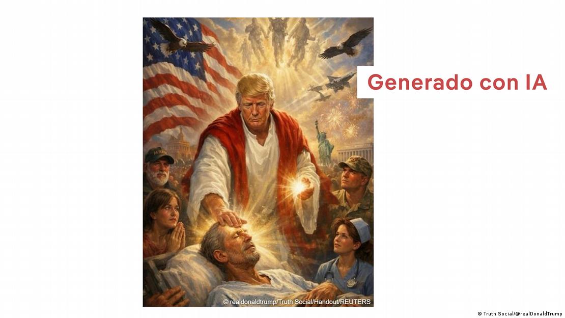 Imagen generada por IA de Donald Trump como Jesús en Truth Social.