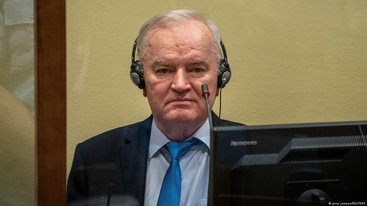 Former Bosnian Serb military leader Ratko Mladic sits in the courtroom prior to the pronouncement of his appeal judgement at the UN International Residual Mechanism for Criminal Tribunals (IRMCT) in T