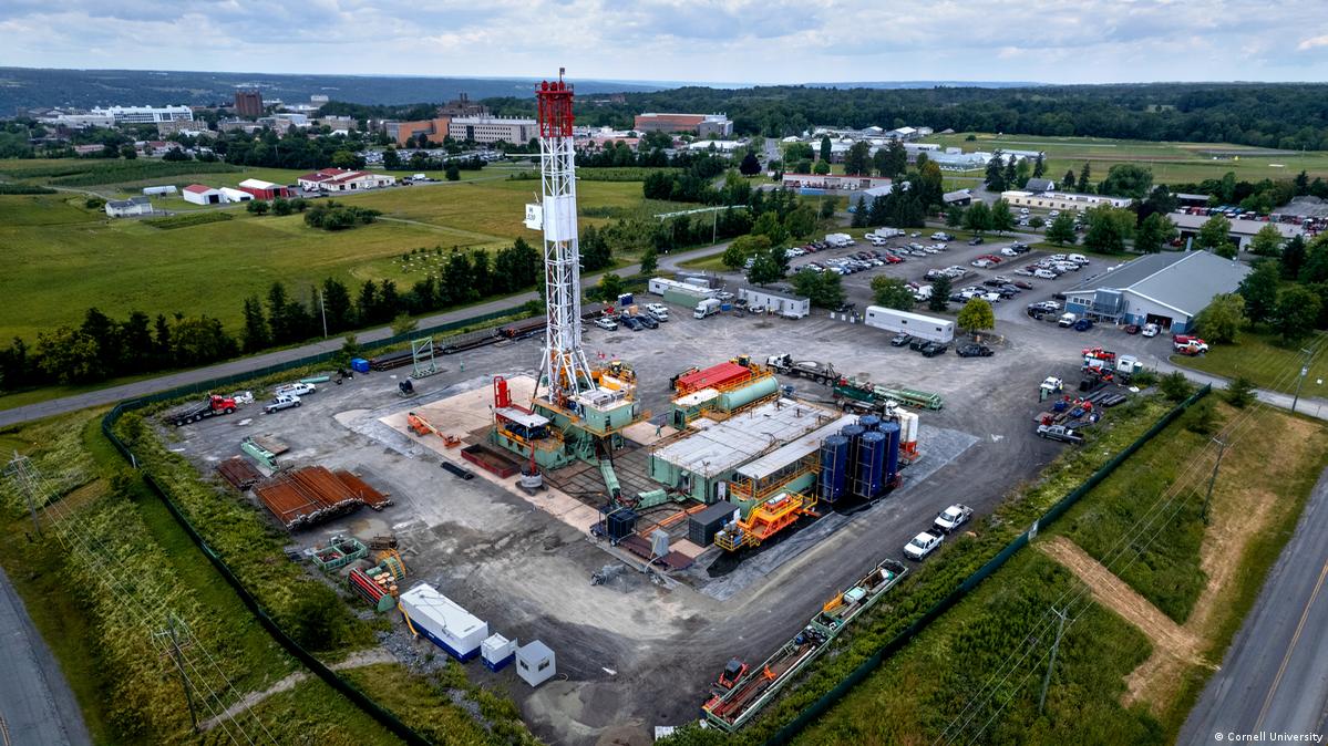 The Cornell University Borehole Observatory (CUBO), located on a Cornell-owned gravel parking lot near Palm Road.