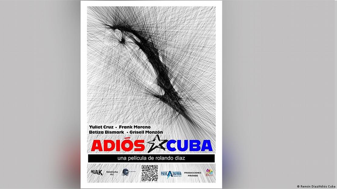 Cartel de "Adiós Cuba" (2025), dirigida por Rolando Díaz, diseñado por su hijo, el fotógrafo y artista visual Remón Díaz.