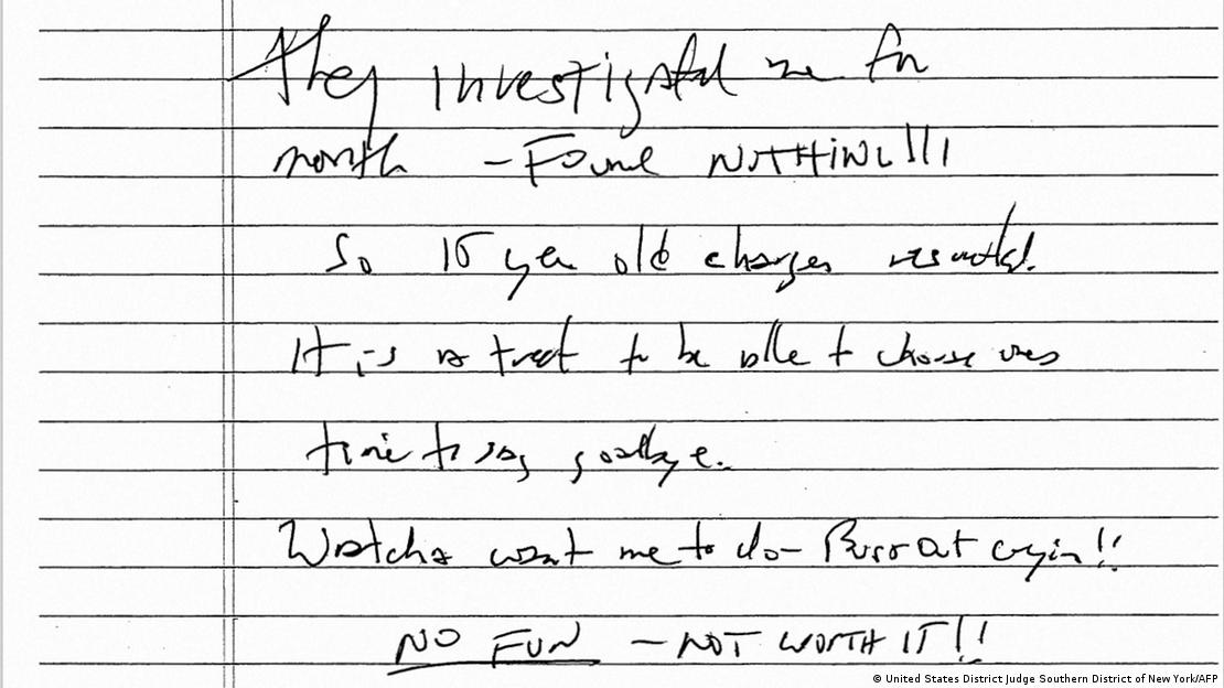 Jeffrey Epstein'a ait olduğu iddia edilen not