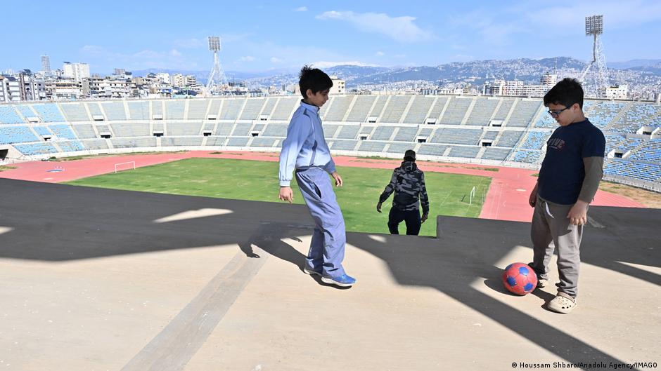 Sport helping displaced Lebanese living in stadium to cope