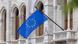 The European Union flag was ceremonially hung in Budapest, Hungary The European Union flag was ceremonially hung in Budapest, Hungary