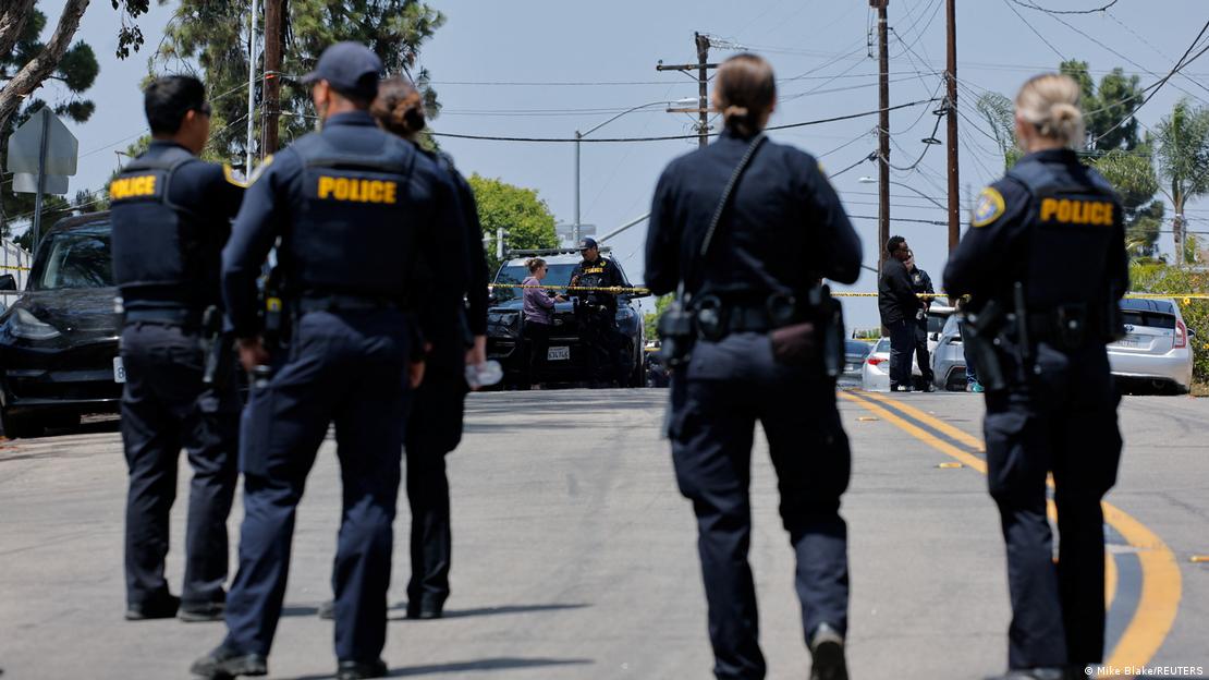 Group of police seen from the back