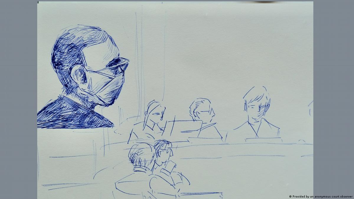 Zhiting S.案庭审时，匿名旁听者在现场手绘的被告画像