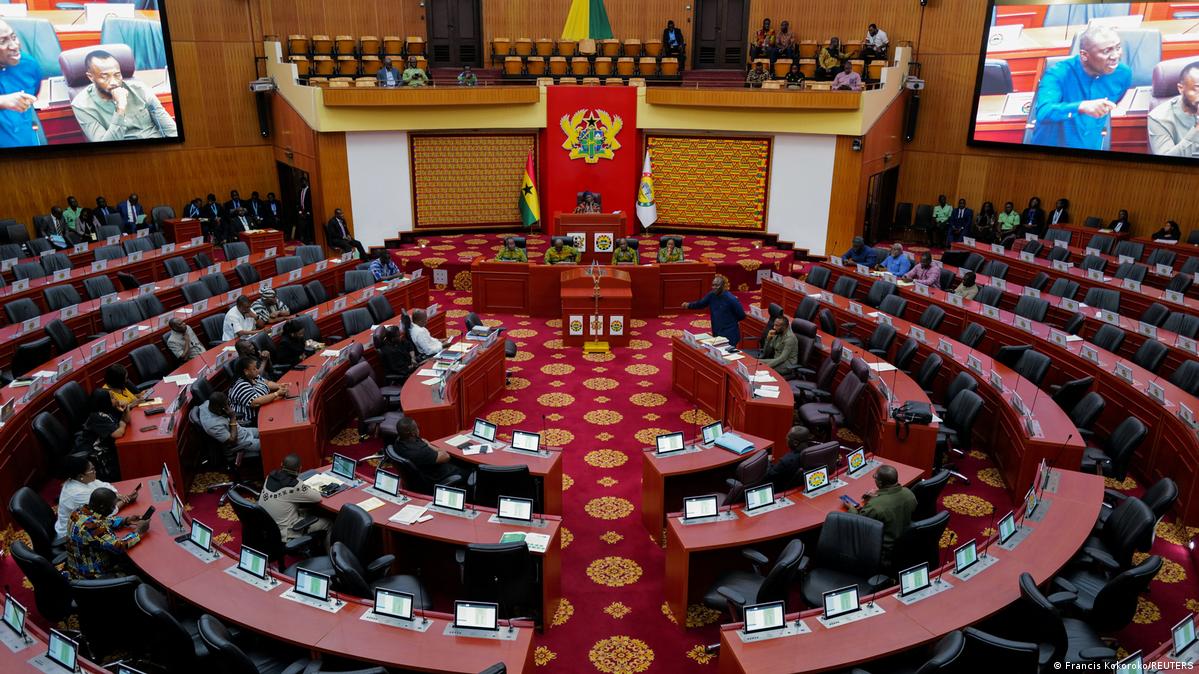 Ghanaian lawmakers attend a parliamentary session on the Human Sexual Rights and Family Values Bill in Accra, Ghana