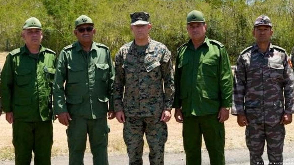 SOUTHCOM Commander General Francis L. Donovan (C), the Chief of the General Staff and First Deputy Minister of Cuba's Revolutionary Armed Forces (MINFAR) General Roberto Legra Sotolongo (2nd/L) and ot