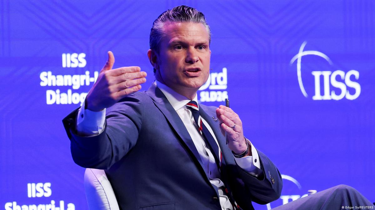 US Secretary of Defense Pete Hegseth speaks at the IISS Shangri-La Dialogue security summit in Singapore