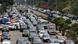 Traffic on a road as people make their way while fleeing the southern suburbs of Beirut Traffic on a road as people make their way while fleeing the southern suburbs of Beirut