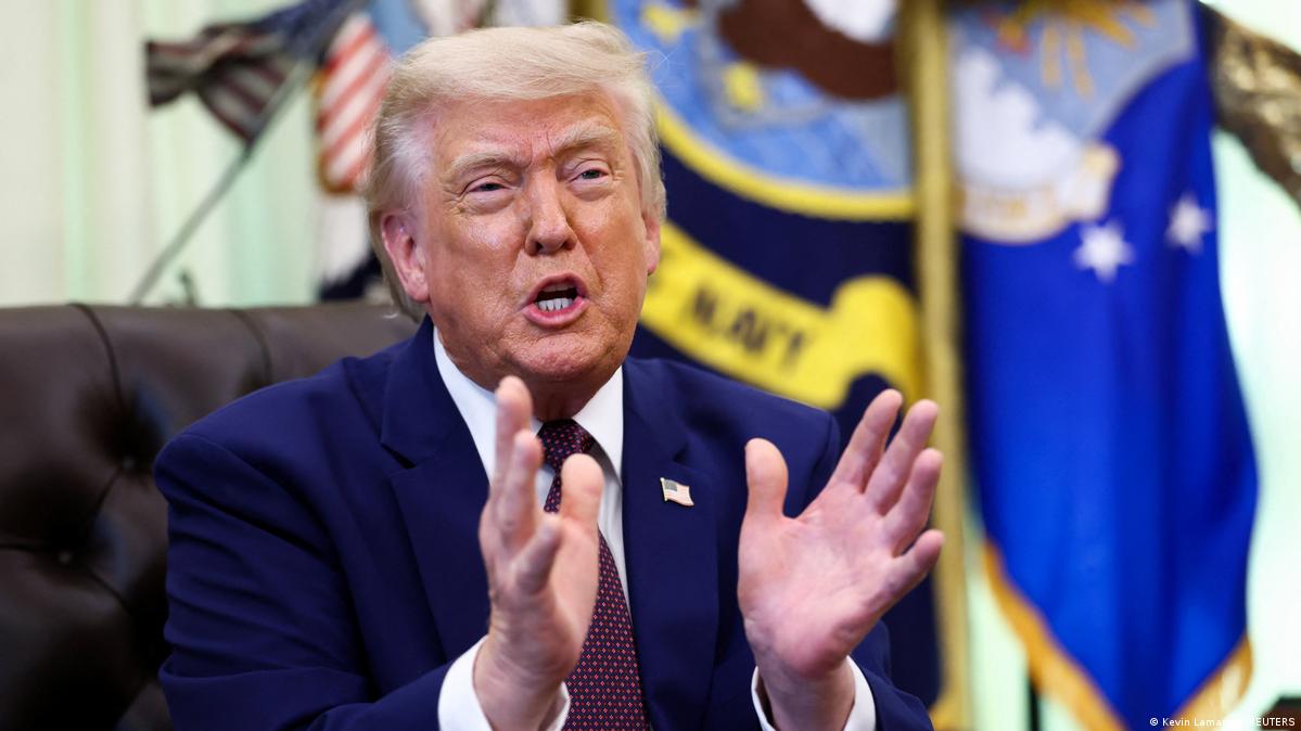 President Donald Trump speaks in the Oval Office of the White House