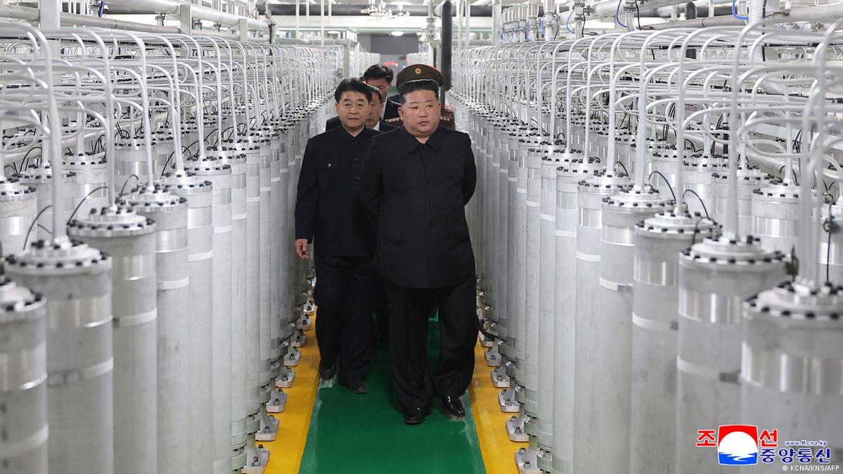 This picture taken on June 3, 2026 and released by North Korea's official Korean Central News Agency (KCNA) on June 4, 2026 shows North Korean leader Kim Jong Un (front R) inspecting the newly-inaugur