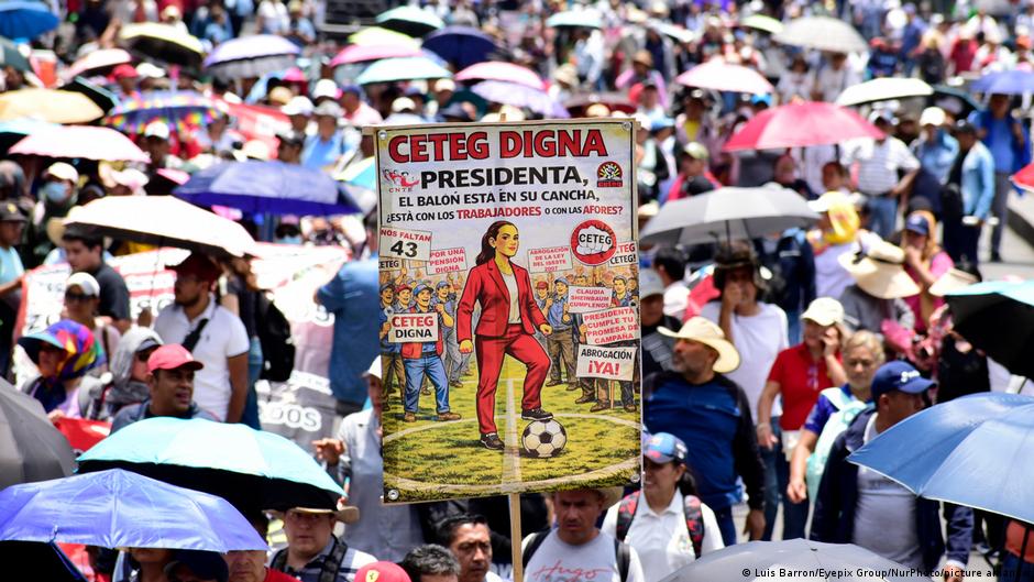 Protesters block access to the Azteca Stadium in Mexico