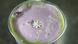 An ube matcha drink with purple foam An ube matcha drink with purple foam
