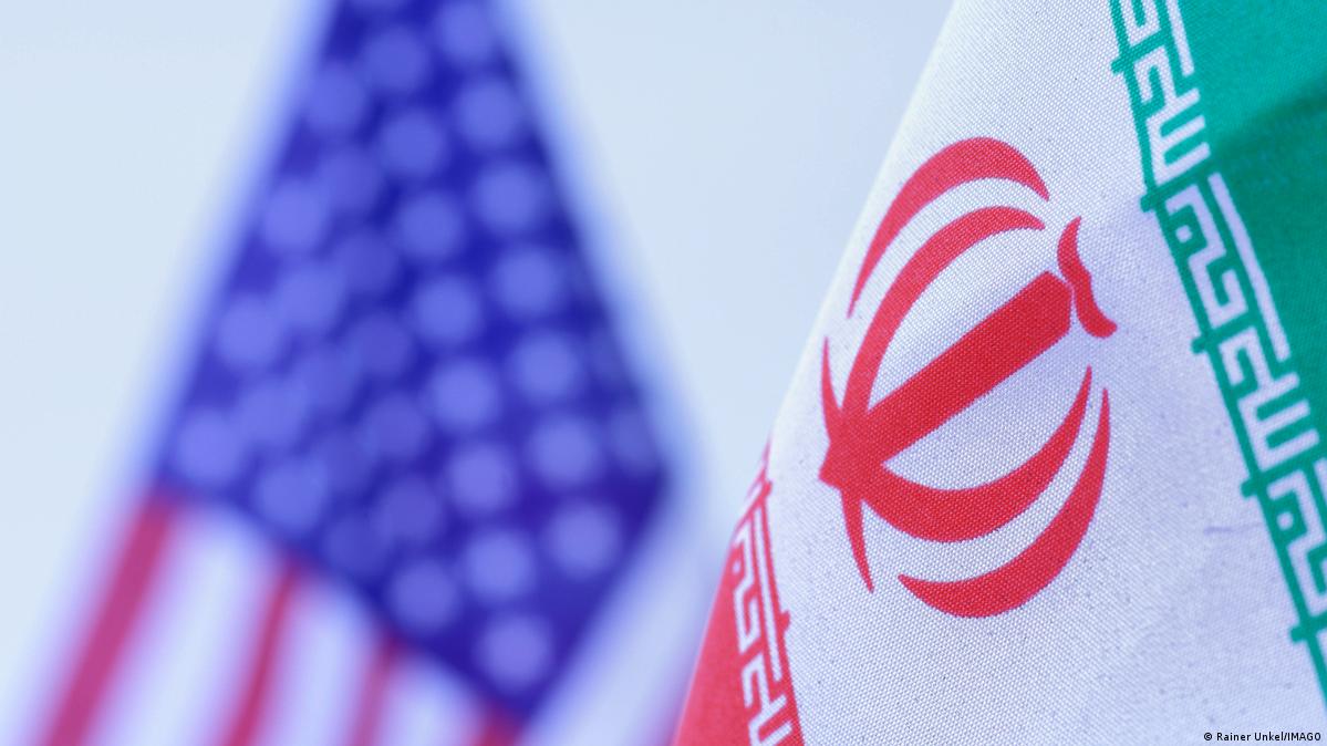 The flags of the United States of America and Iran