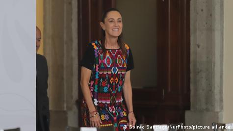 Presidentja e Meksikës Claudia Sheinbaum gjatë një konference shtypi