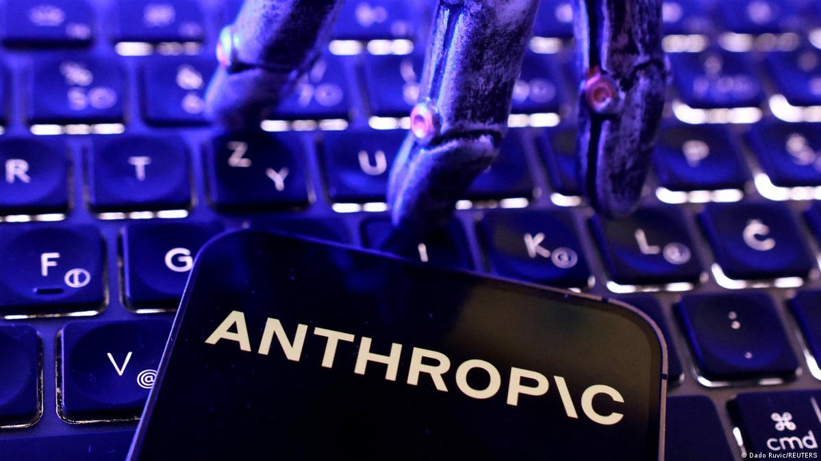 The Anthropic logo, a keyboard and a robotic hand in an illustration taken on June 5, 2026