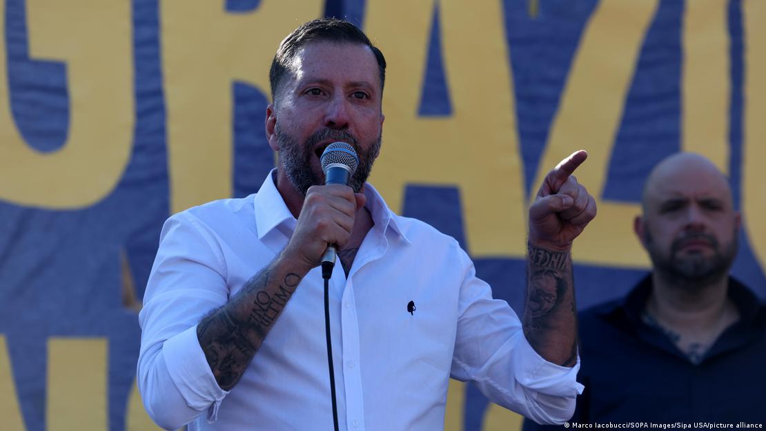 Italien Rom 2026 | Casapound-Anführer Luca Marsella bei rechtsextremer Demonstration Italien Rom 2026 | Casapound-Anführer Luca Marsella bei rechtsextremer Demonstration