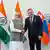 Slovak Prime Minister Robert Fico shakes hands with Indian Prime Minister Narendra Modi during an official welcome ceremony at Bratislava Castle, Bratislava, Slovakia, June 15, 2026