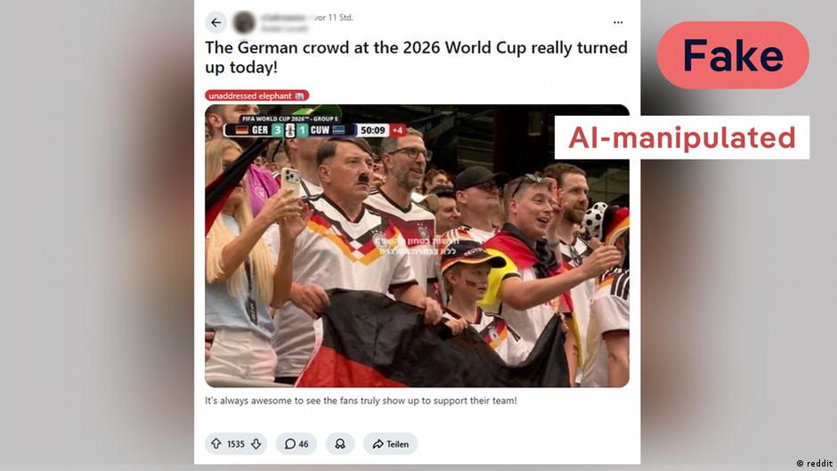 Almaniya futbol matçında Hitler bənzərilə bağlı saxta şəkil yayılıb
